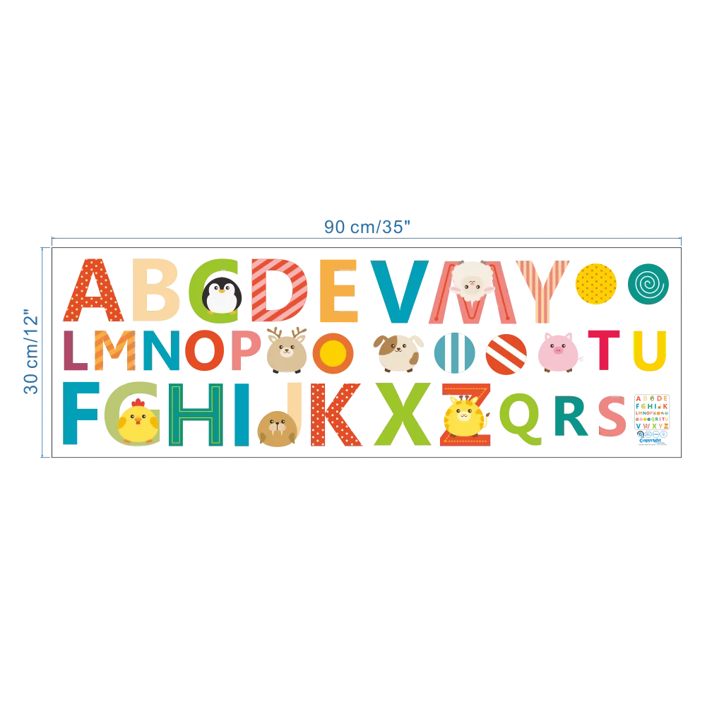 Cartoon wild jungle 26 letters alphabet animal wall stickers for rooms for kids home decoration children wall decal poster mural-HomeDecorDecals_com