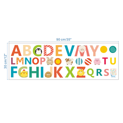 Cartoon wild jungle 26 letters alphabet animal wall stickers for rooms for kids home decoration children wall decal poster mural-HomeDecorDecals_com