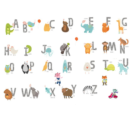 Cartoon wild jungle 26 letters alphabet animal wall stickers for rooms for kids home decoration children wall decal poster mural-HomeDecorDecals_com