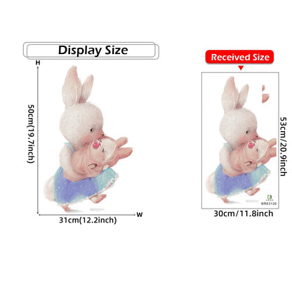 Walking Bunny Mother with Sleeping Baby Rabbit Wall Stickers for Kids Room Decorative Nursery Wall Decals Removable Decoration-HomeDecorDecals_com