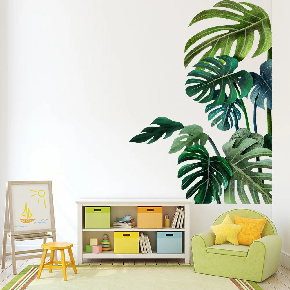 Nordic Green Leaf Wall Decal | Home Decor displayed in room decor by HomeDecorDecals.
