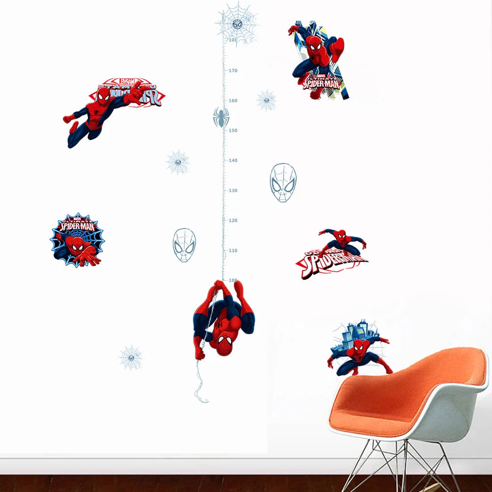 Spider Man height ruler Wall Sticker Creative Printed Superhero Spiderman Vinyl Wall Decal for Kids Room Bedroom Home Decor art-HomeDecorDecals_com
