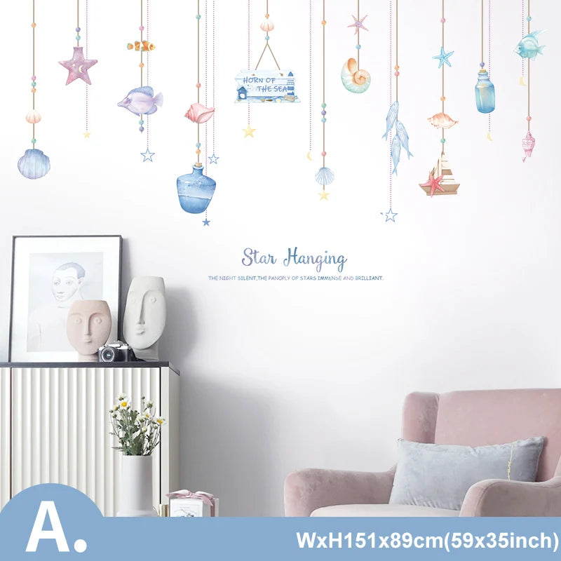 Cartoon Dreamland Wall Sticker for Kids rooms Nursery Wall Decor Vinyl Tile Stickers Waterproof Whale Wall Decals Home Decor-HomeDecorDecals_com