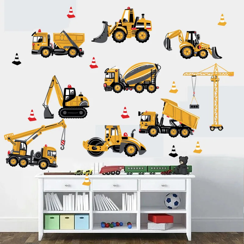 Cartoon Tractor Wall Stickers DIY Transport Cars Wall Art Decal Decoration for Kids Rooms Boys Girls Children Bedroom Home Decor-HomeDecorDecals_com