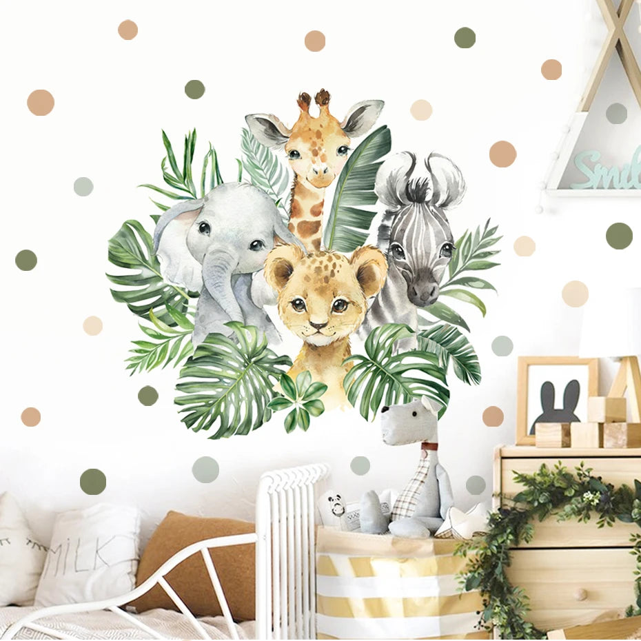 Jungle Animals Watercolour Wall Decal for Kids-HomeDecorDecals_com