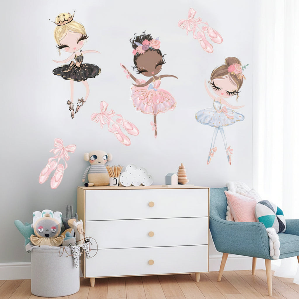 Kawaii Ballet Dance Girl Wall Decal | Kids Room Decor design details by HomeDecorDecals.
