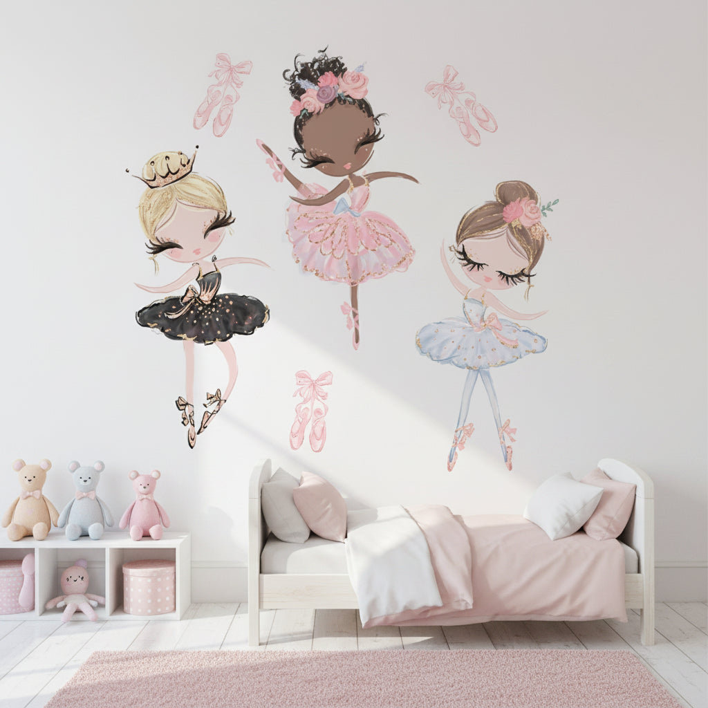 Kawaii Ballet Dance Girl Wall Decal | Kids Room Decor displayed in room decor by HomeDecorDecals.