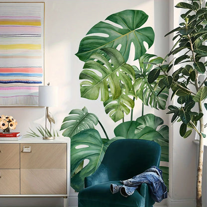 Close-up view of Large Green Monster Leaf Wall Sticker | Home Decor by HomeDecorDecals.