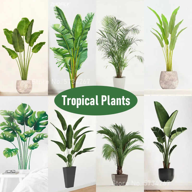 Large Tropical Green Plants Wall Decal | Home Decor by HomeDecorDecals.