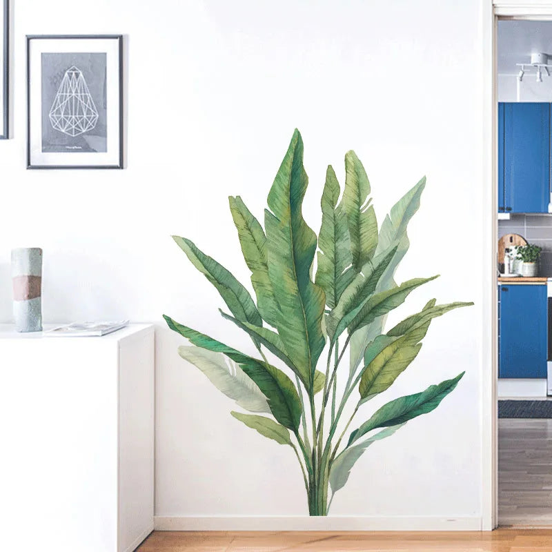 Large green leafy plant decal | Home Decor removable peel and stick wall decal by HomeDecorDecals.