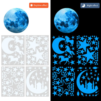 Luminous Moon and Stars Wall Decal | Kids Room Decor decorative wall feature by HomeDecorDecals.
