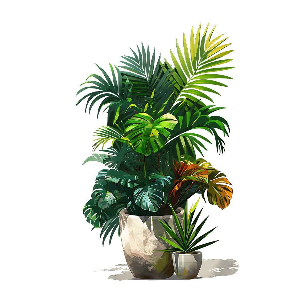 Modern Style Painted Green Potted Plant Wall Decal | Home Decor displayed in room decor by HomeDecorDecals.