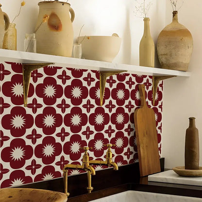 Close-up view of Moroccan Talavera Peel and Stick Tile Sticker | Home Decor by HomeDecorDecals.