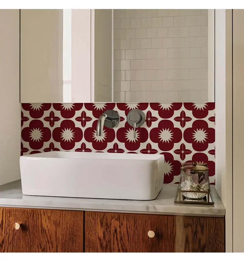 Detailed look at Moroccan Talavera Peel and Stick Tile Sticker | Home Decor by HomeDecorDecals.