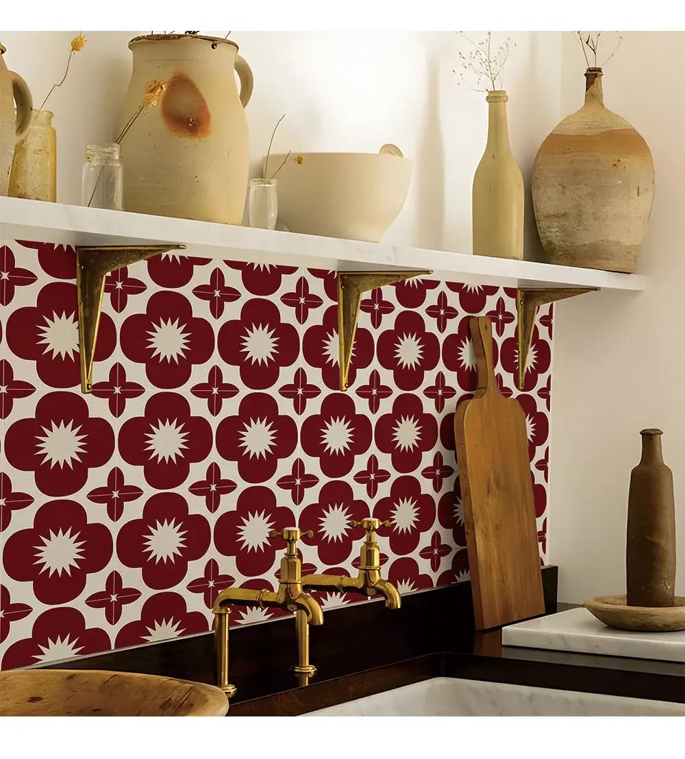 Alternative angle of Moroccan Talavera Peel and Stick Tile Sticker | Home Decor by HomeDecorDecals.