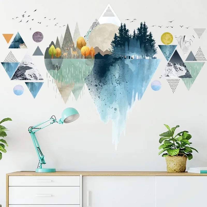 Close-up view of Nordic Triangle Mountain Vinyl Wall Sticker | Home Decor by HomeDecorDecals.