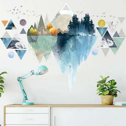 Close-up view of Nordic Triangle Mountain Vinyl Wall Sticker | Home Decor by HomeDecorDecals.