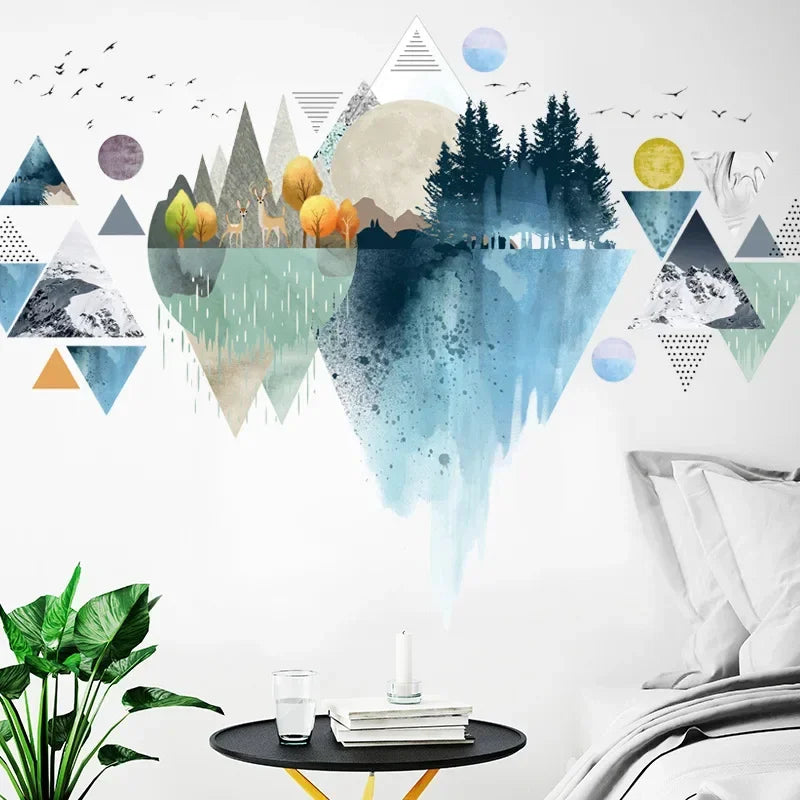 Nordic Triangle Mountain Vinyl Wall Sticker | Home Decor displayed in room decor by HomeDecorDecals.