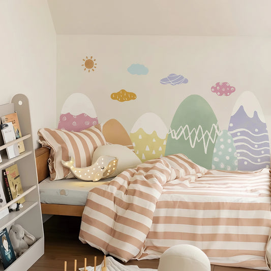 Nordic Green Mountain Fabric Wall Decal | Kids Room Decor by HomeDecorDecals.