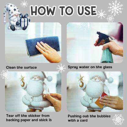 9 sheets/set Green Christmas Window Clings With Santa Penguin Reindeer Tree Static Cling Stickers For Kids' Room Window-HomeDecorDecals_com