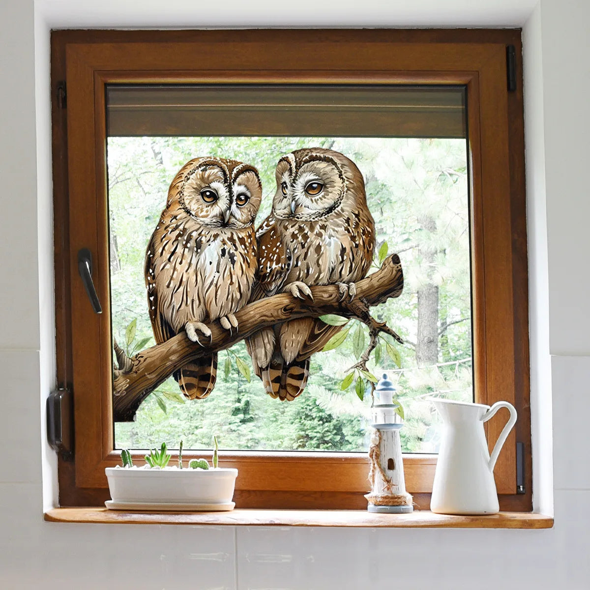 Close-up view of Owl on Branch Wall Decal | Home Decor by HomeDecorDecals.