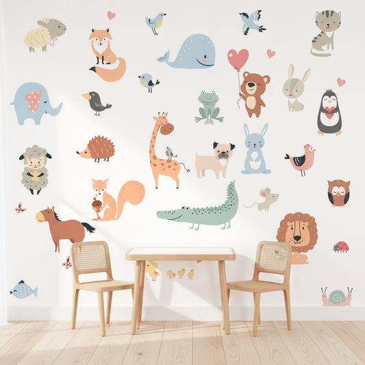 PVC Cartoon Animals Wall Decal | Kids Room Decor by HomeDecorDecals.