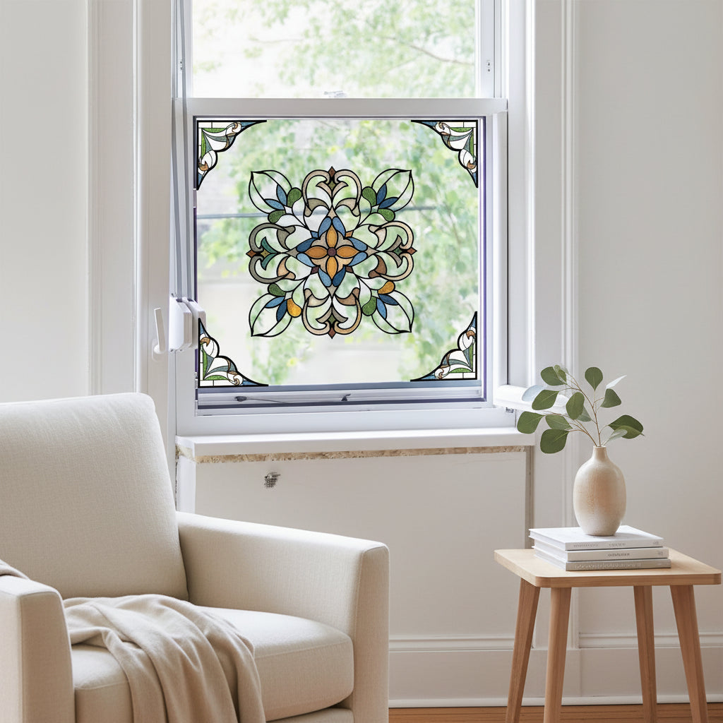 PVC Moroccan Style Geometric Glass Decal | Home Decor displayed in room decor by HomeDecorDecals.
