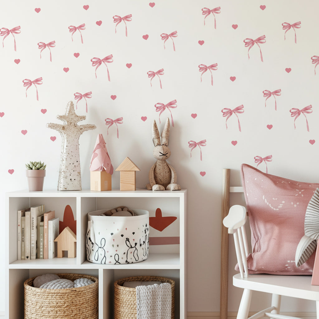 Pink Bow Love Wall Sticker | Home Decor by HomeDecorDecals.