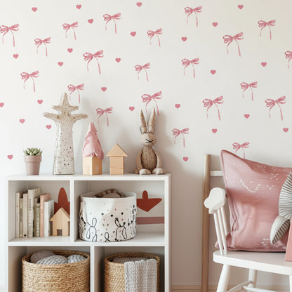 Pink Bow Love Wall Sticker | Home Decor by HomeDecorDecals.