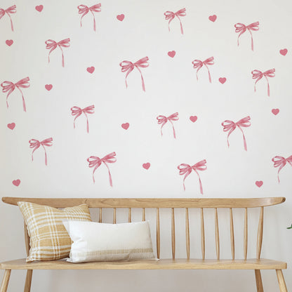 Pink Bow Love Wall Sticker | Home Decor displayed in room decor by HomeDecorDecals.