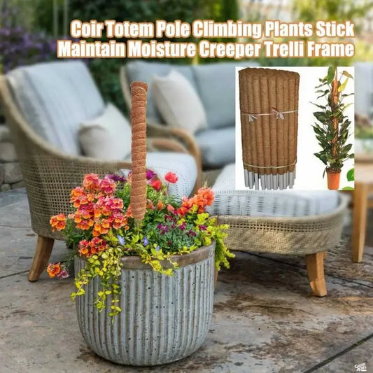 Plant Climbing Coir Totem Pole | Garden Decor removable peel and stick wall decal by HomeDecorDecals.