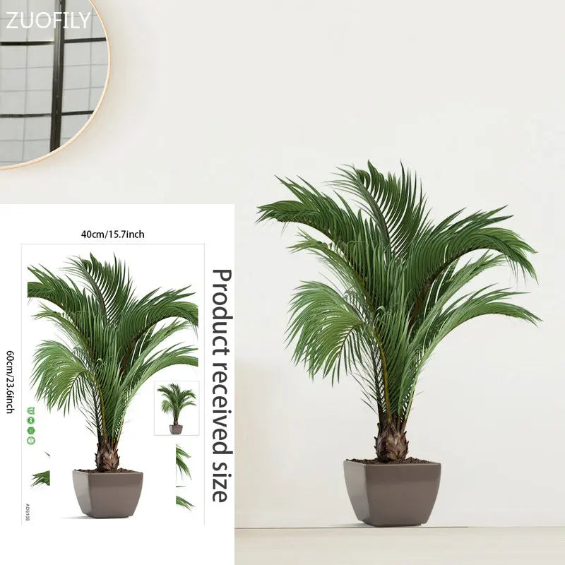 Potted palm plant with size chart | Home Decor removable peel and stick wall decal by HomeDecorDecals.