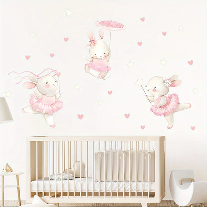 Rabbit Dancing Heart Wall Decal | Kids Room Decor by HomeDecorDecals.