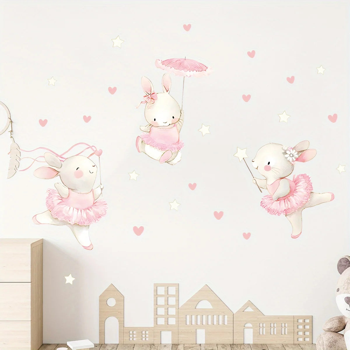 Rabbit Dancing Heart Wall Decal | Kids Room Decor design details by HomeDecorDecals.