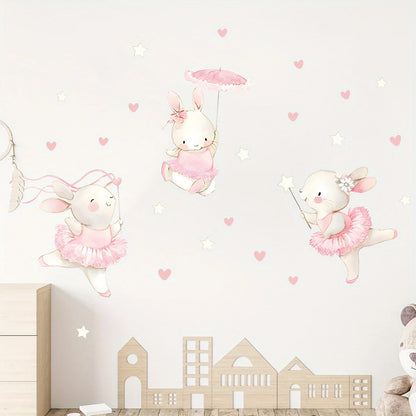 Rabbit Dancing Heart Wall Decal | Kids Room Decor design details by HomeDecorDecals.