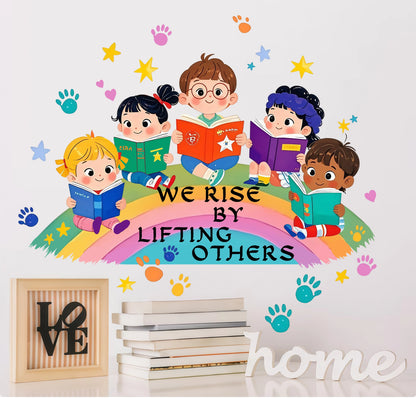 Rainbow We Rise by Lifting Others Wall Decal | Kids Room Decor by HomeDecorDecals.
