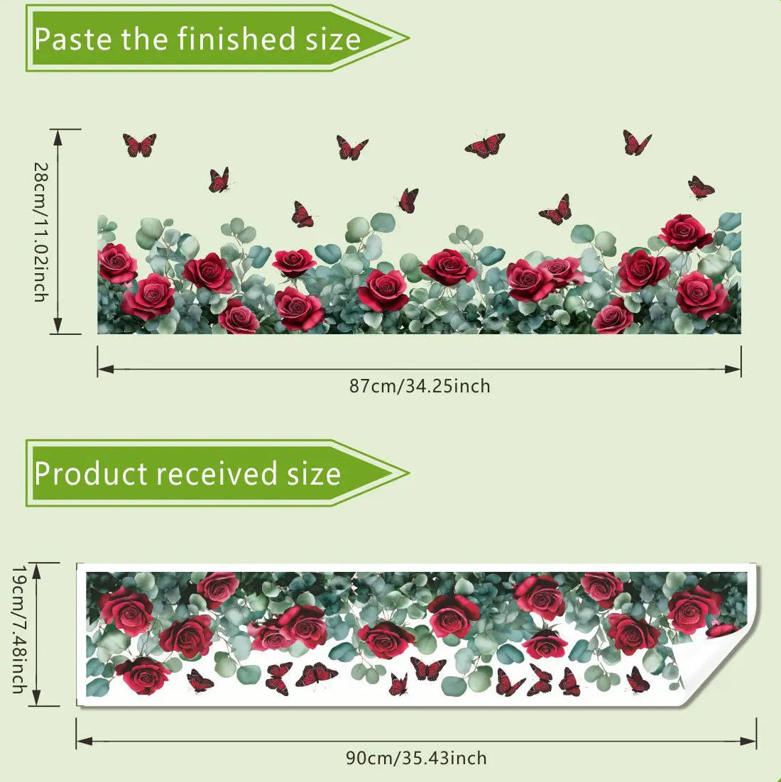 Retro Red Rose Flowers and Butterfly Wall Decal | Home Decor home decor design by HomeDecorDecals.