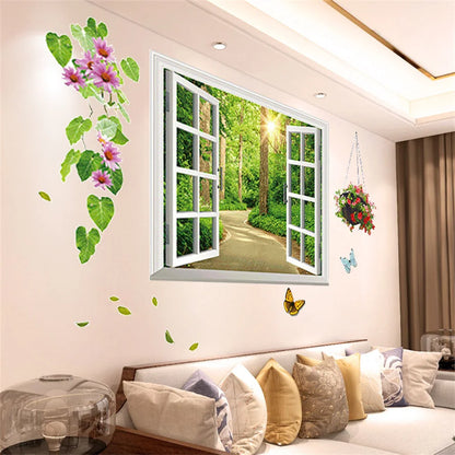 Alternative angle of Flowers and Butterfly Wall Decal | Home Decor by HomeDecorDecals.