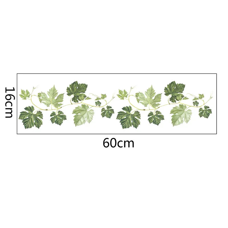 2PCS Green Plant Leaves Children'S Bedroom Living Room Porch Dormitory Home Decoration Wall Stickers Self-Adhesive-HomeDecorDecals_com