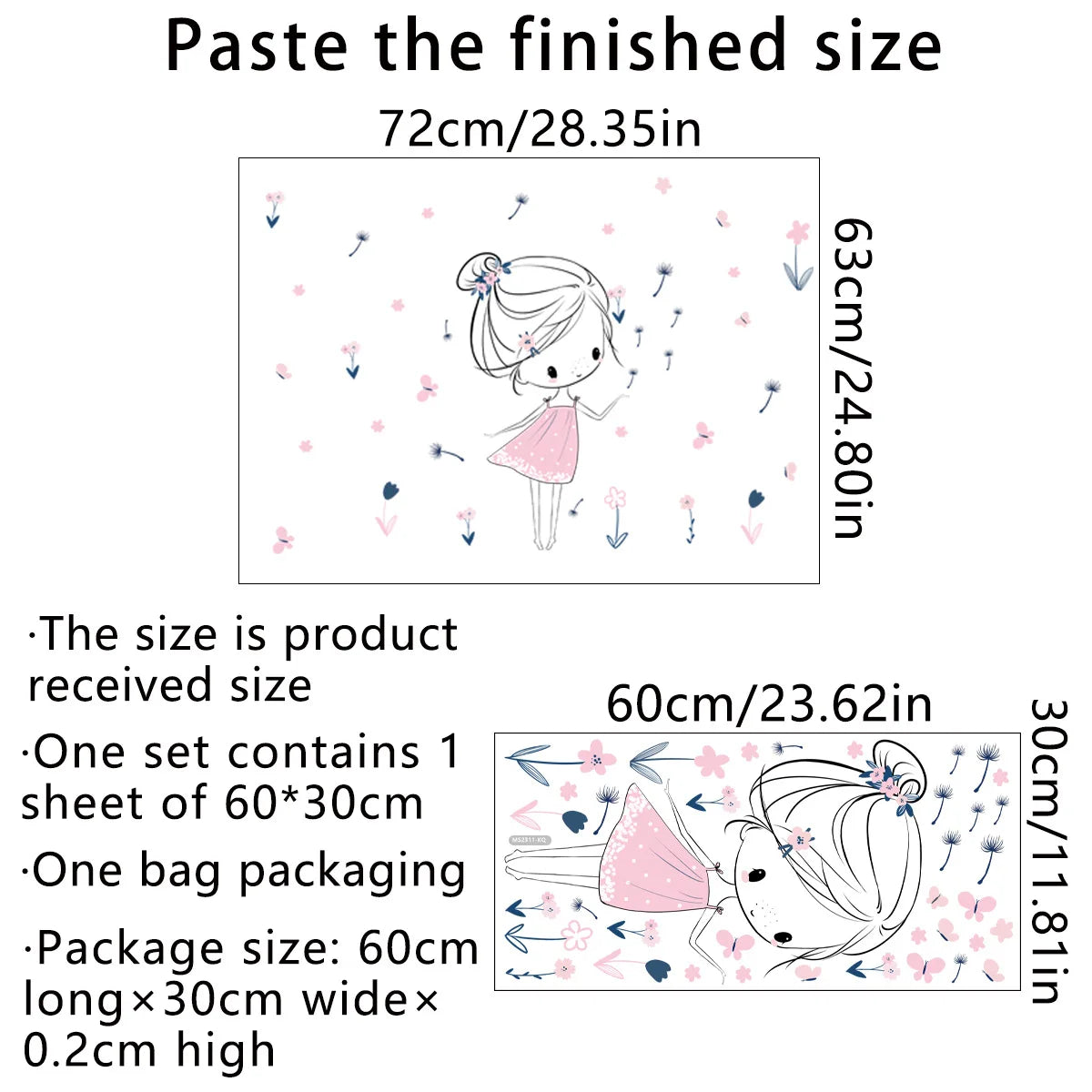 Cartoon girl dandelion Wall Stickers Creative Home Wall Decor Self-adhesive Kids Room Decoration Bedroom Background Wall Decor-HomeDecorDecals_com