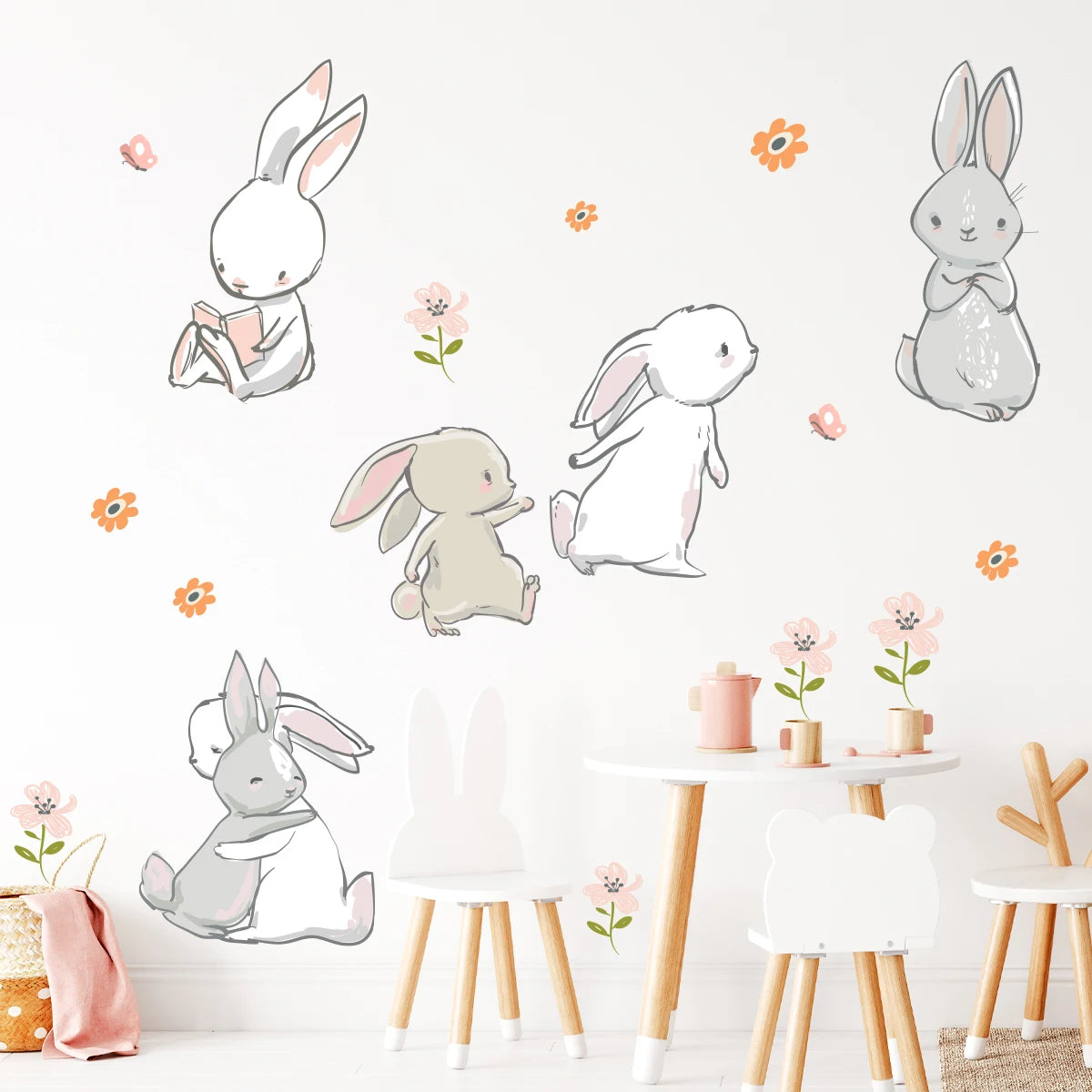 Colourful Cartoon Bunny Wall Sticker-HomeDecorDecals_com