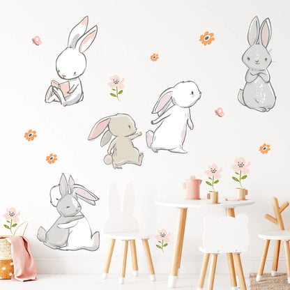 Colourful Cartoon Bunny Wall Sticker-HomeDecorDecals_com