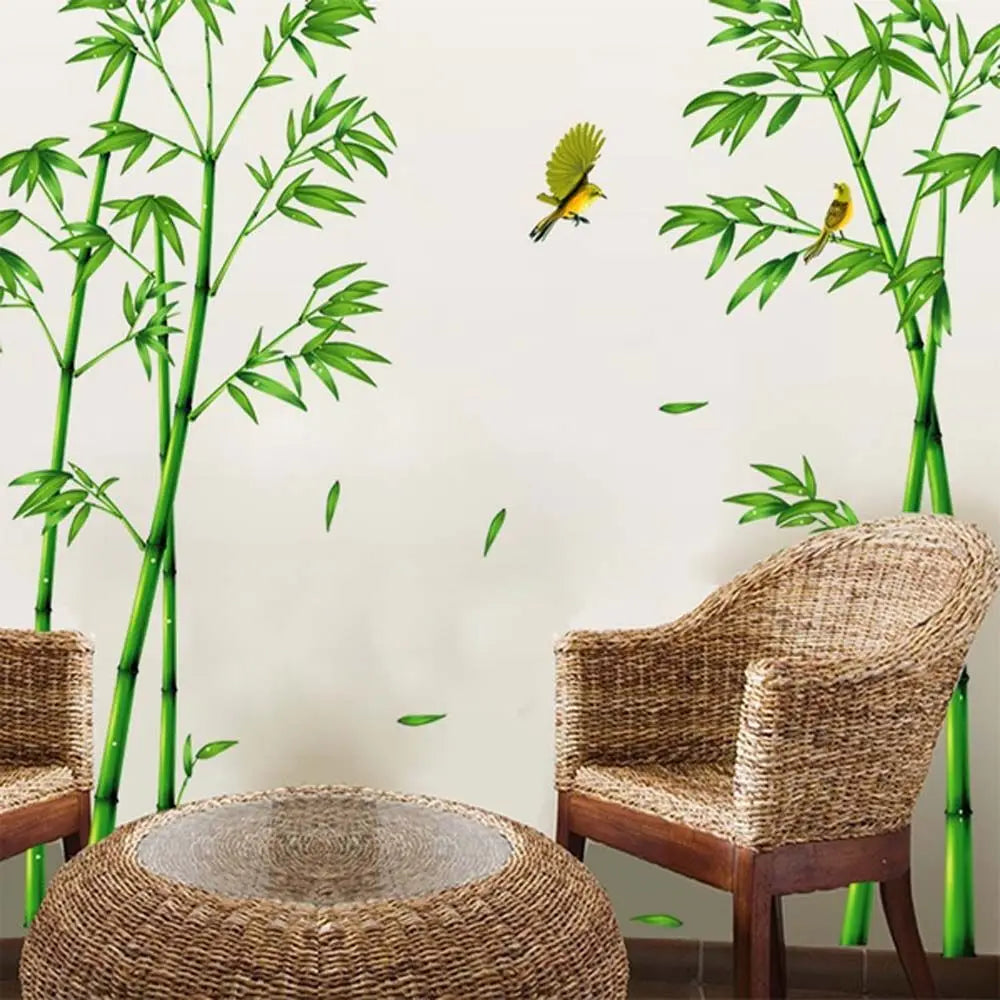 Close-up view of Green Bamboo Forest Depths Wall Decal | Home Decor by HomeDecorDecals.