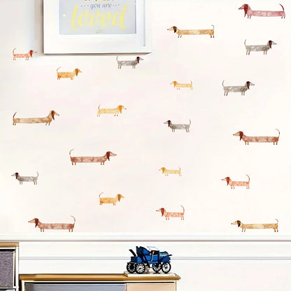 Cartoon Sausage Dog Pattern Wall Decal | Home Decor design details by HomeDecorDecals.