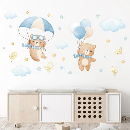 1Pc Cloud Star Cartoon Balloon Bear Wall Stickers for Kids Room Decor Wall Decals Bedroom Decoration Children's Home Nuresry-HomeDecorDecals_com
