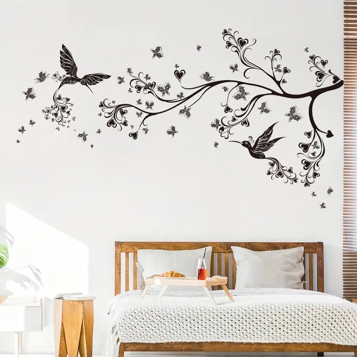 2pcs Silhouette Branches Flowers Birds Butterflies Wall Stickers for Bedroom Decoration Living Room Wall Decals Kid Room Decor-HomeDecorDecals_com