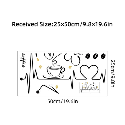 Additional view of Heartbeat Coffee Pattern Wall Decal | Home Decor by HomeDecorDecals.