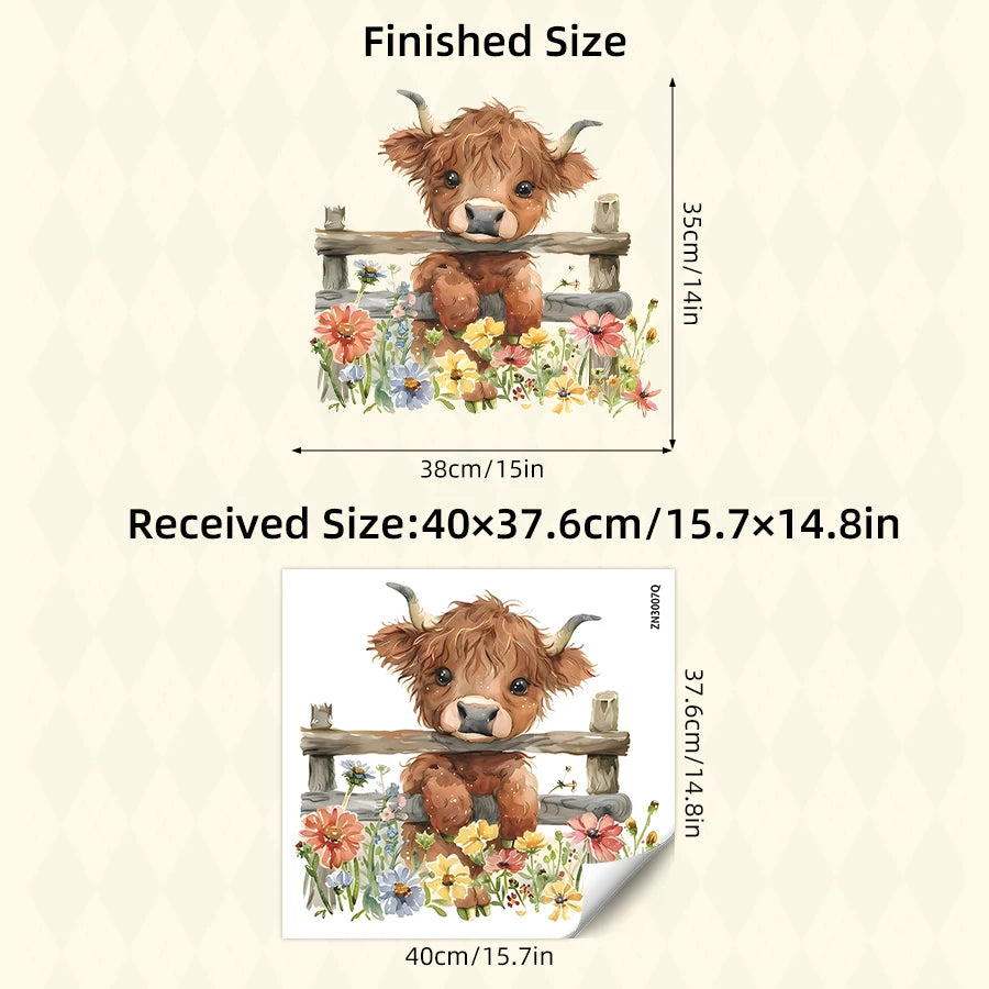 1pcs Self-adhesive PVC Wall Stickers Kids Room Decor Home Decoration Cartoon Flowers Cute Cow Wall Decals Fridge Bedroom Door-HomeDecorDecals_com