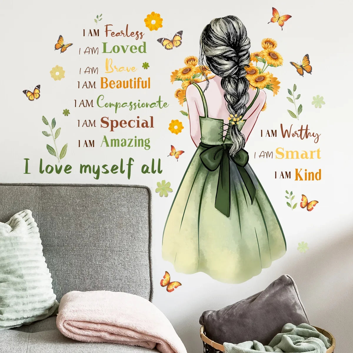 Cute Butterfly girl flower living room decorative stickers Girl Room Children bedroom background wall decorative wall stickers-HomeDecorDecals_com