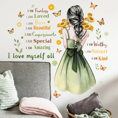 Cute Butterfly girl flower living room decorative stickers Girl Room Children bedroom background wall decorative wall stickers-HomeDecorDecals_com